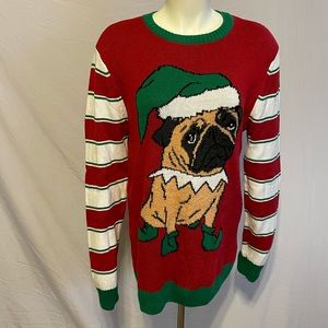 Pug Dog Ugly Christmas Sweater Sz M